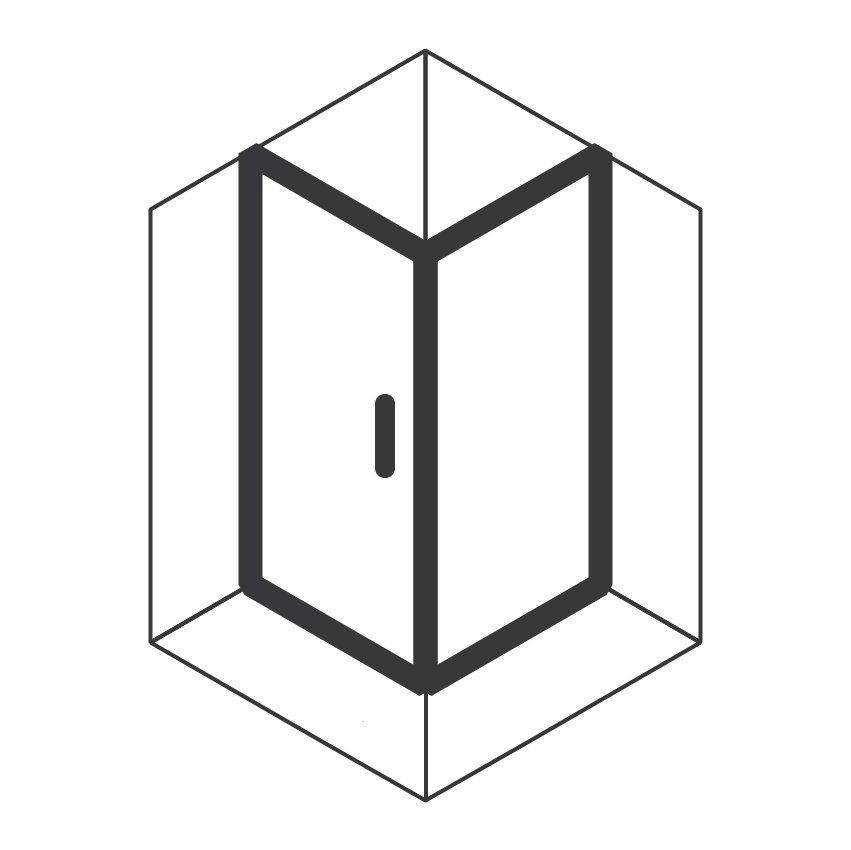 Угловые душевые ограждения с распашными дверями